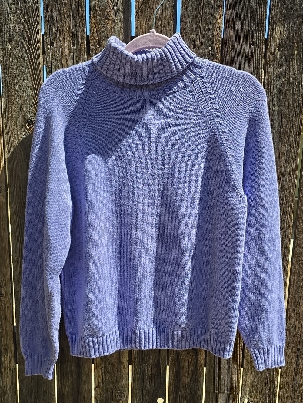 Lavender 100% Cotton Turtleneck Vintage Sweater Women's Cozy Knit Made In Japan